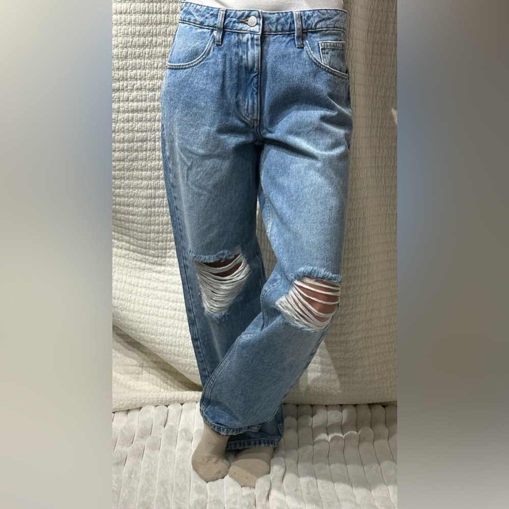 The Drop Denim Luca High-Rise Distressed Loose Straight-Fit Size 28 Womens